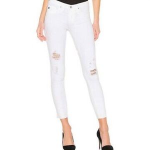 AG Adriano Goldschmied White Skinny jeans with distressing